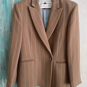 Elegant Tan Pinstripe Blazer